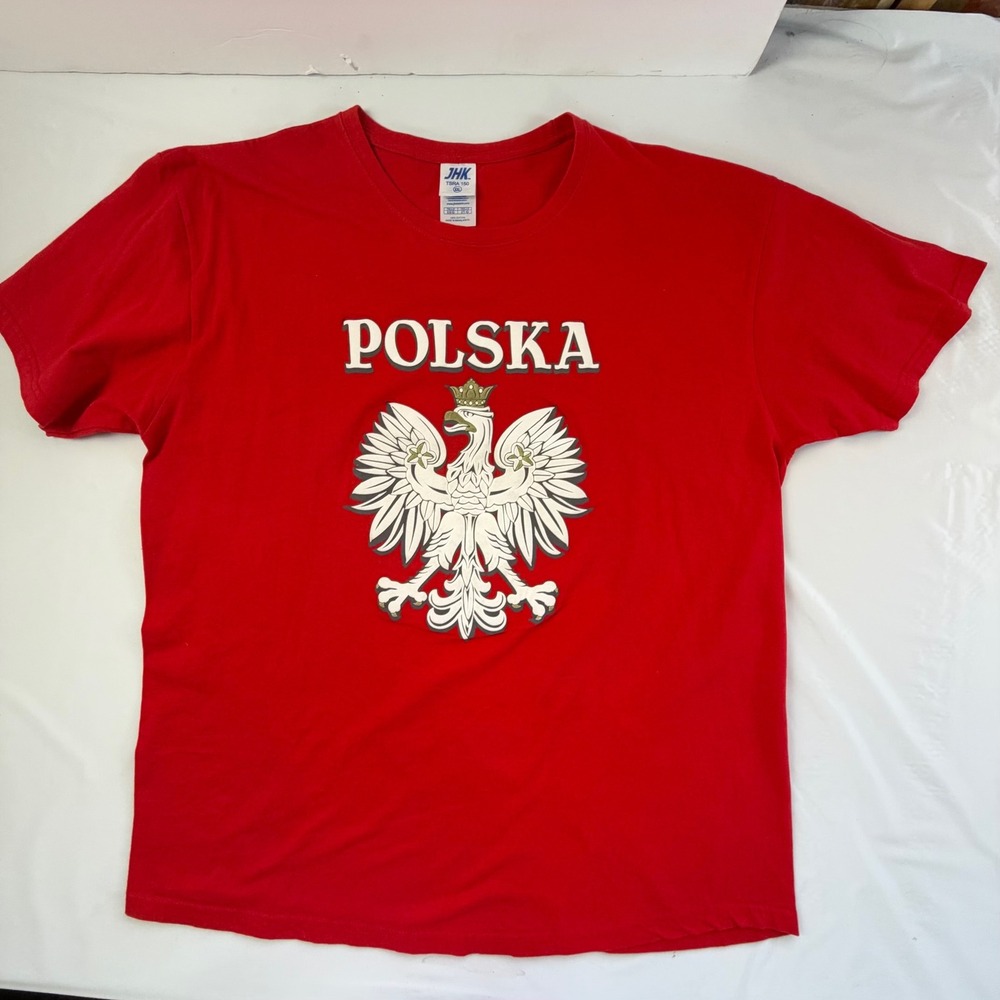 JHK Polska T-Shirt Men XXL Red Excellent Polish Eagle Graphic Tee